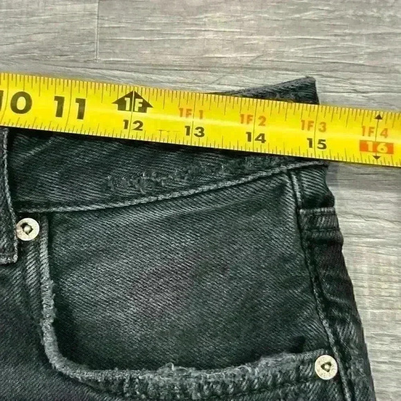 WE THE FREE People Black Button Fly Cut Off Distressed Denim Shorts Size 27 EUC - Picture 7 of 12